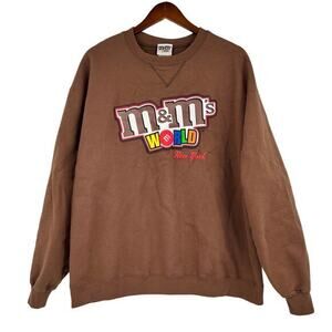 Vintage M&M World New York pullover Sweatshirt Mens XL Brown 1990s unisex fit